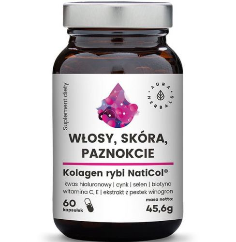 Aura Herbals Włosy Skóra Paznokcie 60 k kolagen