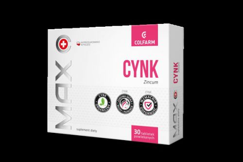 Colfarm Cynk Max 10 Mg 30T Trądzik Odporność Grypa